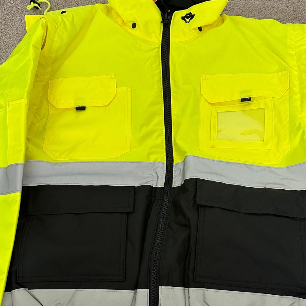 New Men’s 2 tone reversible black and yellow safety apparel jacket - Picture 4 of 11